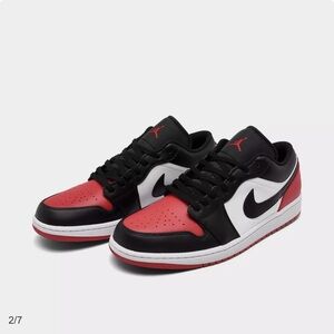 Nike Black and Red Air Jordan 1 Low